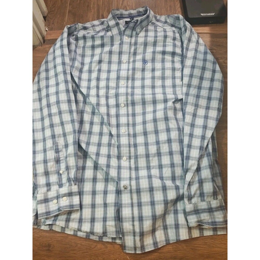 Ariat Pro Series Shirt Mens XLT Purple Plaid Long Sleeve Button Up Western